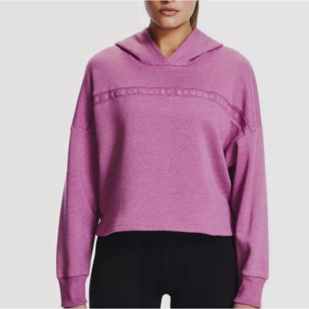 Under Armour Cropped Loose Fit Hooded Excersize Boxy Top Women's Size LARGE EUC